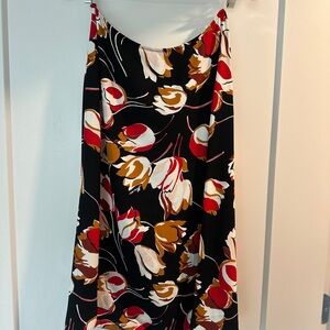 Marni Black Maxi Skirt with Red, Cream & Mustard Floral Print